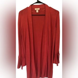 Loft cardigan sweater ruffle  tie sleeves